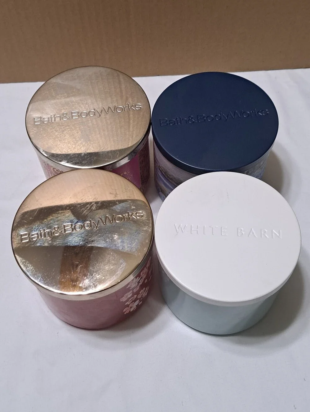 Bath & Body Works Empty 3 Wick Candle Jars set of 4 - Picture 4 of 5